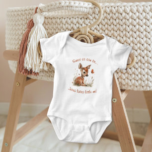 Watercolor Baby Deer Jesus Loves Baby Bodysuit