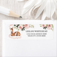 Watercolor Baby Deer Pink Floral Baby Shower