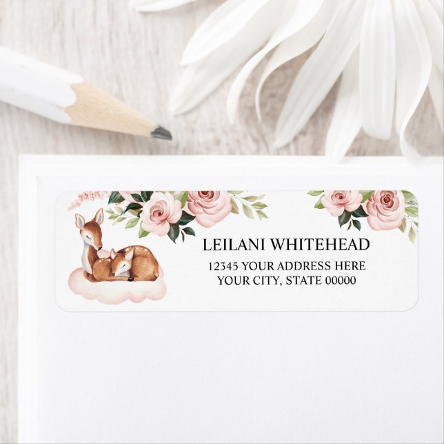 Watercolor Baby Deer Pink Floral Baby Shower (Insitu)