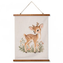 Watercolor Baby Deer Woodland Nursery Wall Art