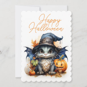 Watercolor Baby Dragon Children's Halloween Party Invitation