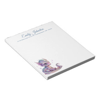 Watercolor Baby Dragon Custom Stationery Notepad