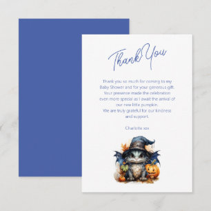 Watercolor Baby Dragon Halloween Baby Shower Thank You Card