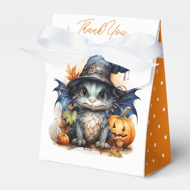 Watercolor Baby Dragon Halloween Party Favour Box (Front Side)