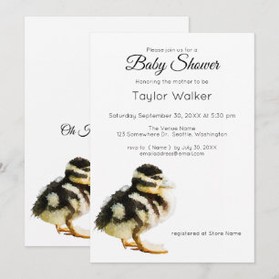 Watercolor Baby Duck  Baby Shower  Invitation