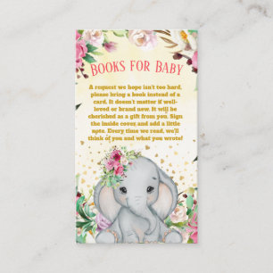 Watercolor Baby Elephant Flowers Books For Baby Enclosure Card