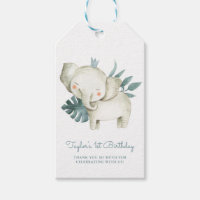 Watercolor Baby Elephant Prince Tropical Birthday