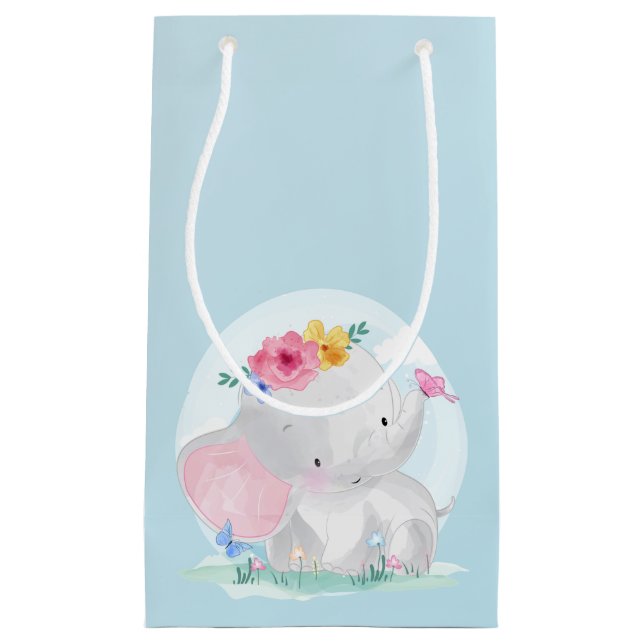 Watercolor Baby Elephant Small Gift Bag (Front)