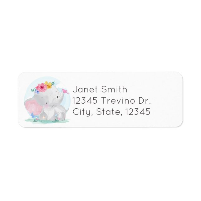 Watercolor Baby Elephant with Butterflies (Front)