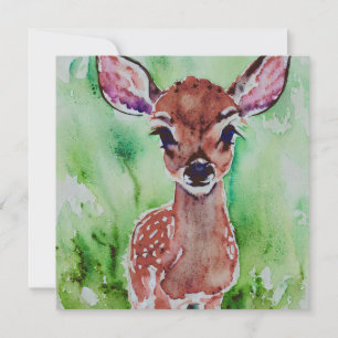 watercolor baby fawn holiday card