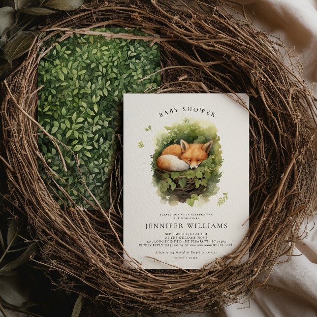 Watercolor Baby Fox Baby Shower Invitation (Creator Uploaded)