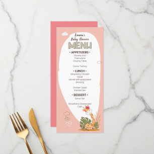 Watercolor Baby Giraffe, Baby Shower Menu