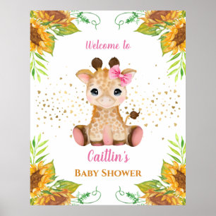 Watercolor Baby Giraffe Baby Shower Poster