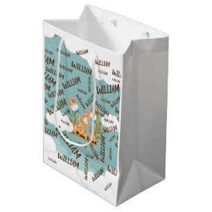 Watercolor Baby Giraffe, Safari Animals Birthday Medium Gift Bag