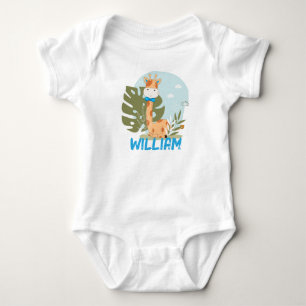 Watercolor Baby Giraffe, Safari Animals Bodysuit