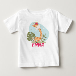 Watercolor Baby Giraffe, Safari Animals T-Shirt