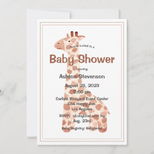 Watercolor Baby Giraffe Simple Baby Shower Invitation