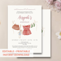 Watercolor Baby Girl Clothesline Aqeeqah