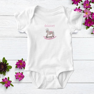 Watercolor Baby Girl Personalised Rocking Horse Bodysuit