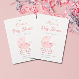 Watercolor Baby Girl Shower Invite