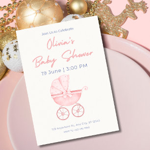 Watercolor Baby Girl Shower Invite