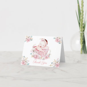 Watercolor Baby Girl Thank You Cards