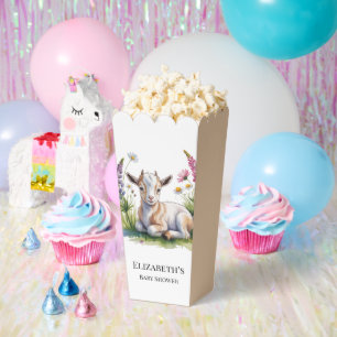 Watercolor Baby Goat with Wildflowers Baby Shower Favour Box