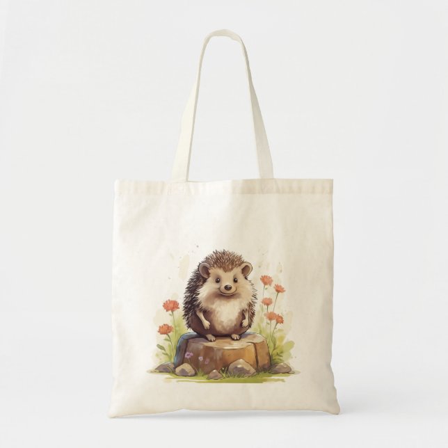 Watercolor Baby Hedgehog Nursery Tote Bag (Front)