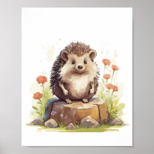 Watercolor Baby Hedgehog Nursery Wall Art Decor