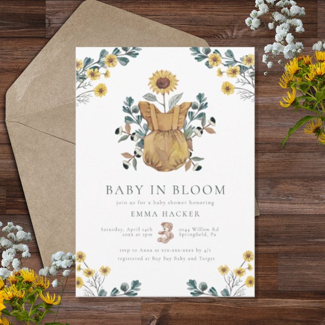 Watercolor Baby in Bloom Baby Shower Invitation (Creator Uploaded)