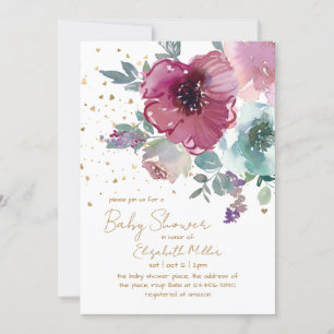 Watercolor Baby In Bloom Baby Shower Invitation