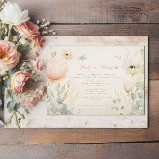 Watercolor Baby in Bloom Floral Girl Baby Shower Invitation