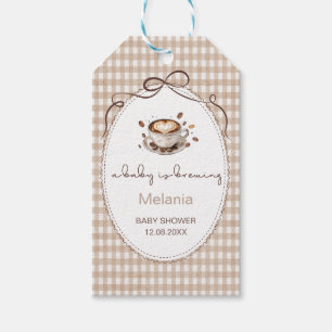 Watercolor Baby is brewing coffee baby shower Gift Tags