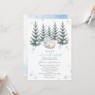 Watercolor Baby its cold outside Baby Shower Invitation