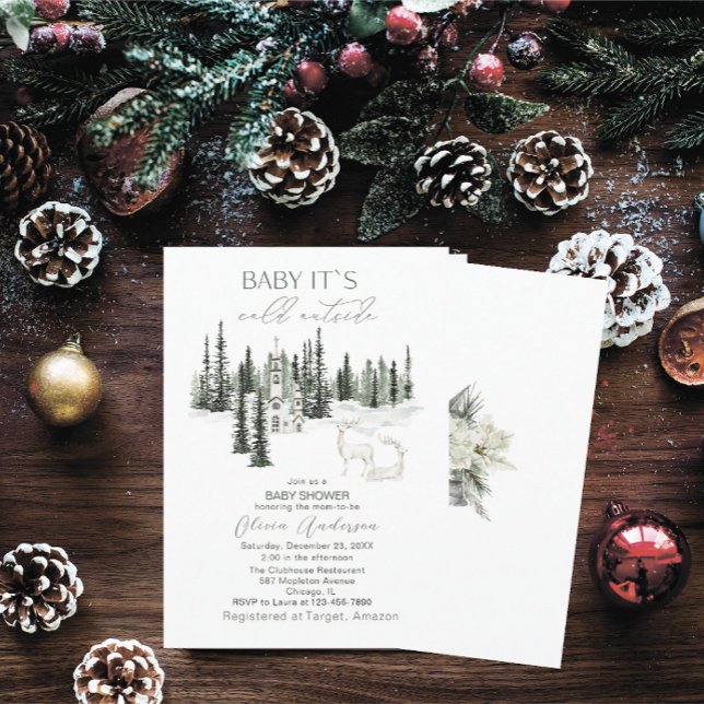  Watercolor Baby its cold outside Baby Shower Invitation (Creator Uploaded)