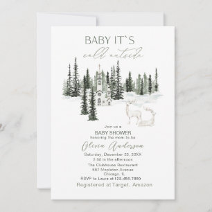 Watercolor Baby its cold outside Baby Shower Invitation