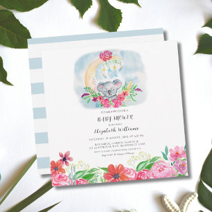 Watercolor Baby Koala With Moon Invitation