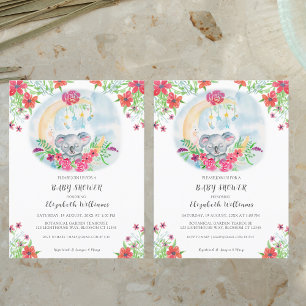 Watercolor Baby Koala With Moon Invitation