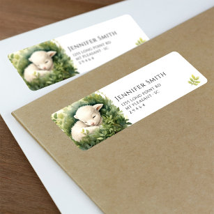 Watercolor Baby Lamb Baby Shower Address Labels