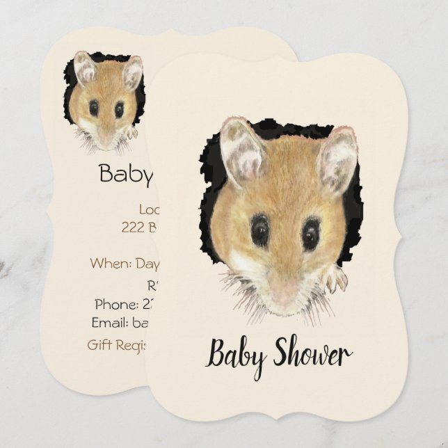Watercolor Baby Mouse Baby Shower Invitation (Front/Back)