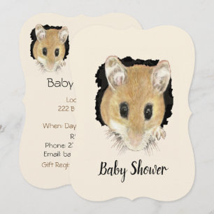 Watercolor Baby Mouse Baby Shower Invitation