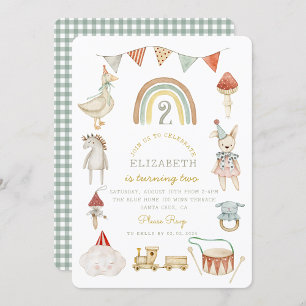 Watercolor Baby Mushroom Whimsical Birthday Invitation