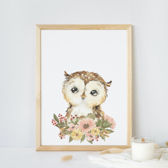 Watercolor Baby Owl Nursery Poster (Creator Uploaded)