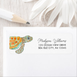 Watercolor Baby Sea Turtle Return Address