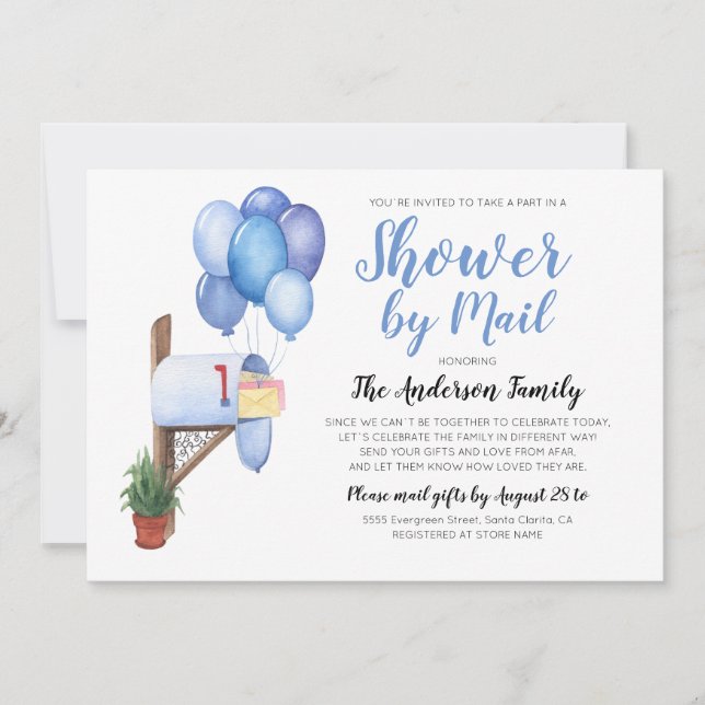 Watercolor Baby Shower By Mail Long Distance Invitation (Front)