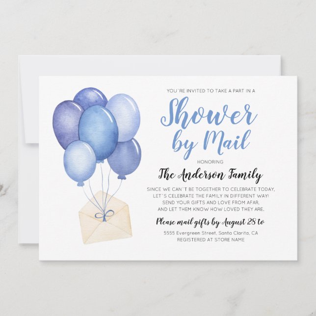 Watercolor Baby Shower By Mail Long Distance Invitation (Front)