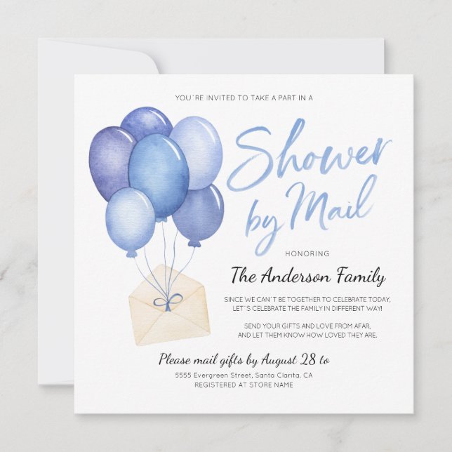 Watercolor Baby Shower By Mail Long Distance Invitation (Front)