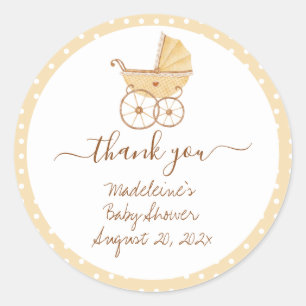 Watercolor Baby Shower Classic Round Sticker