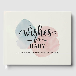 Watercolor Baby Shower Guest Book Wishes for Baby