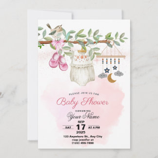 watercolor baby shower invitation for baby girl